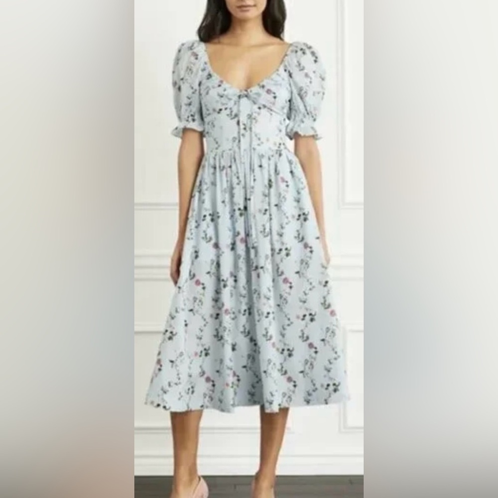 Hill House Light Blue Floral Midi Dress